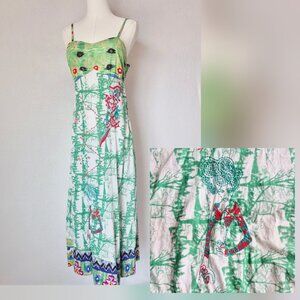 Forla Paris Beaded Embroidered Beach Maxi Sundress Sweethert Adjustable Strap